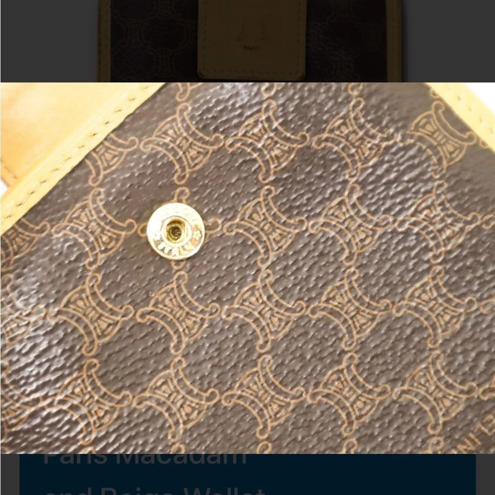 Celine Gamaguchi Paris Macadam and Beige Wallet with Dust Bag and COA